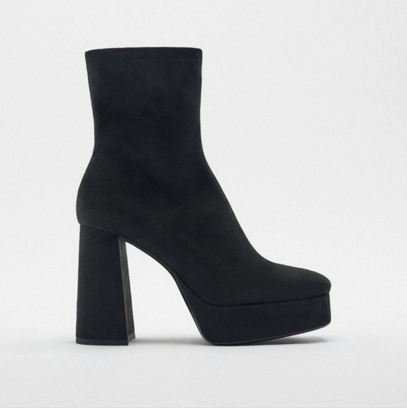ZARA  platform heeled ankle boots - Picture 4 of 9